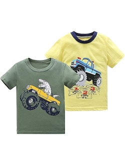 HowJoJo Boys Dinosaur Shirt Kids Cotton Long Sleeve T-Shirts Crew Neck Graphic Tees