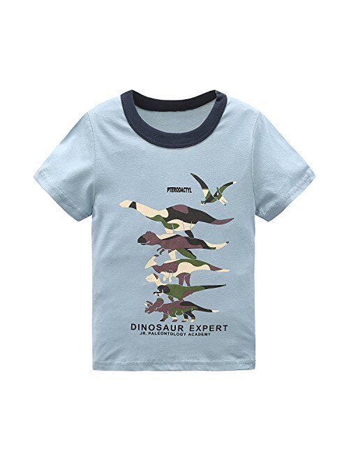 HowJoJo Boys Dinosaur Shirt Kids Cotton Long Sleeve T-Shirts Crew Neck Graphic Tees