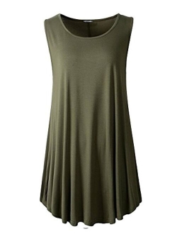 Veranee Women's Sleeveless Swing Tunic Summer Floral Flare Tank Top