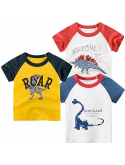 HowJoJo Boys Dinosaur T Shirts Cotton Long Sleeve Shirt Graphic Tees