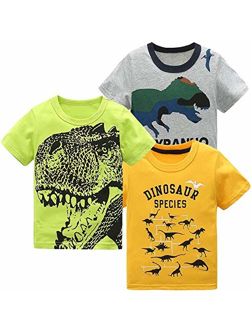 HowJoJo Boys Dinosaur T Shirts Cotton Long Sleeve Shirt Graphic Tees