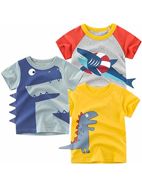 HowJoJo Boys Dinosaur T Shirts Cotton Long Sleeve Shirt Graphic Tees