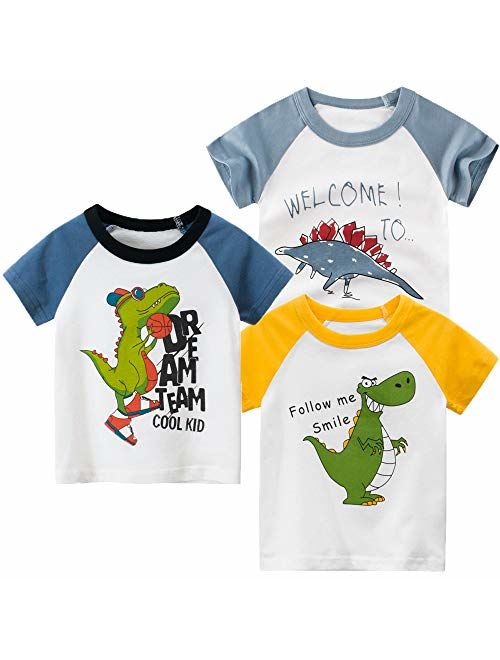 HowJoJo Boys Dinosaur T Shirts Cotton Long Sleeve Shirt Graphic Tees