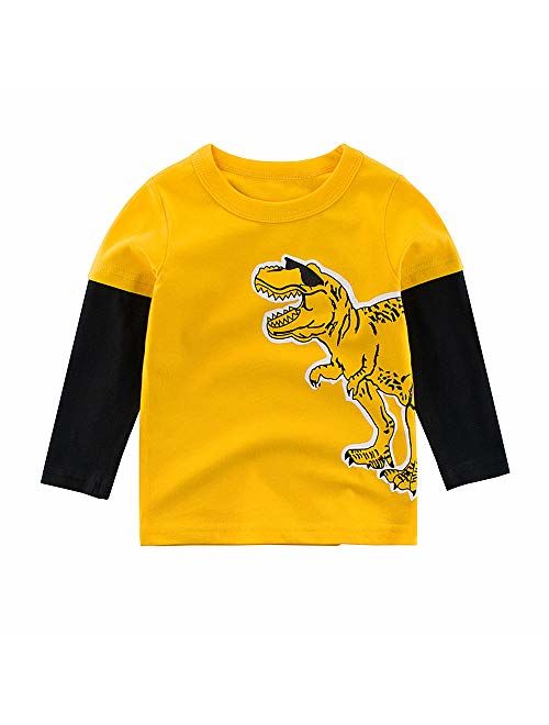 HowJoJo Boys Dinosaur T Shirts Cotton Long Sleeve Shirt Graphic Tees