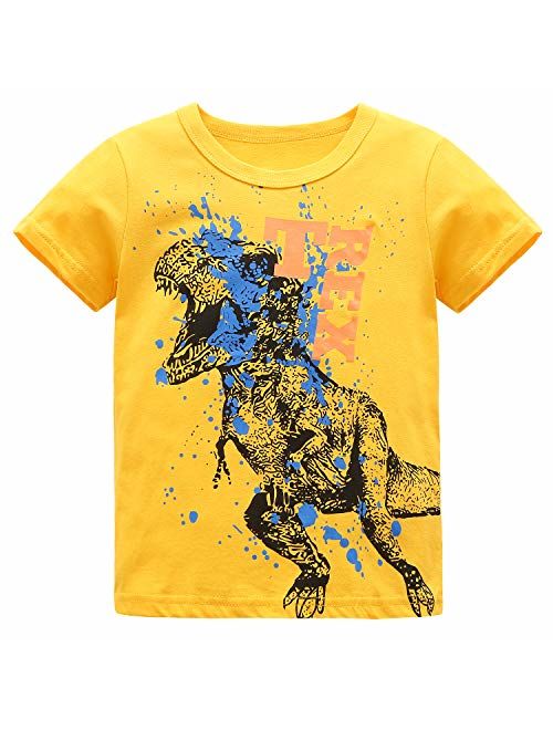 HowJoJo Boys Dinosaur T Shirts Cotton Long Sleeve Shirt Graphic Tees