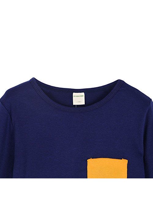 Weixinbuy Toddler Kid Cotton Long Sleeve Pocket Pullover Shirt Top