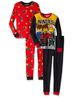 LEGO Ninjago Boys Pajama Set, 4 Piece PJ Set, Long Sleeve, Long Pant,Glow in the Dark