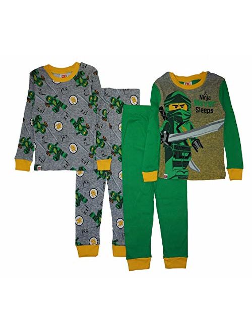 LEGO Ninjago Boys Pajama Set, 4 Piece PJ Set, Long Sleeve, Long Pant,Glow in the Dark