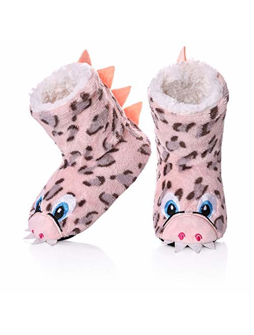 FANZERO Kids Girls Boys Slippers Cute Animal Soft Warm Plush Lining Non-Slip House Shoes Winter Boot Socks