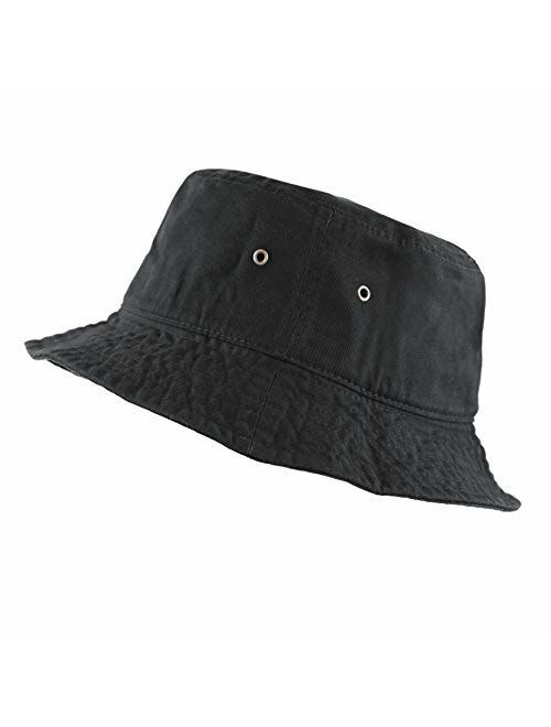 The Hat Depot Youth Kids Washed Cotton Packable Bucket Travel Hat Cap