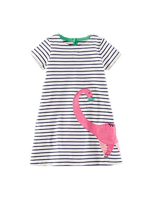 BEILEI CREATIONS Toddler Girls Tunic Short Sleeve Dress Cotton Summer Casual T-Shirt Dresses