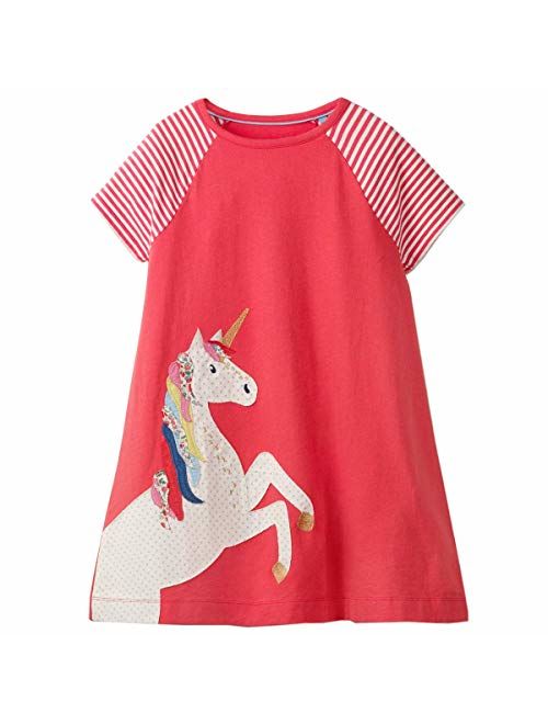 BEILEI CREATIONS Toddler Girls Tunic Short Sleeve Dress Cotton Summer Casual T-Shirt Dresses