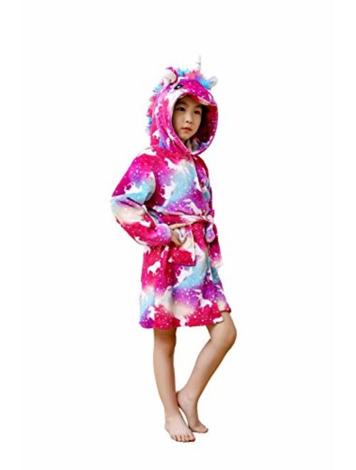 Soft Unicorn Hooded Bathrobe Sleepwear - Unicorn Gifts for Girls