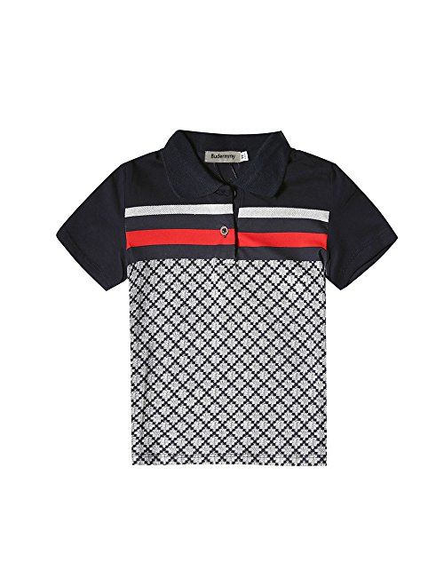 Budermmy Boys Turn-Down Collar Short Sleeve Polo Shirts