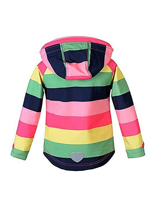 M2C Girls Hooded Fleece Jacket Striped Windproof Softshell Windbreaker