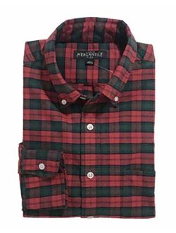 J.Crew Factory Men's Slim Fit Plaid Patterned Oxford Shirt (X-Small, Red Poinsettia)