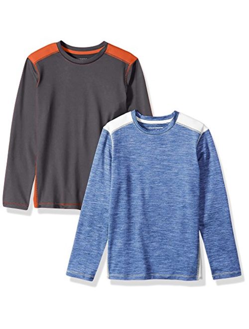 Amazon Essentials Boys' 2-Pack Long-Sleeve Pieced Active Tee