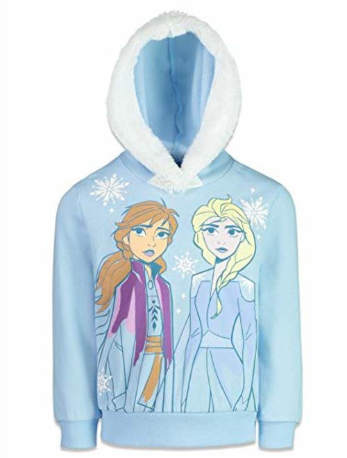 Disney Frozen Minnie Mouse Girls Fleece Pullover Hoodie with Fur Hood Hem