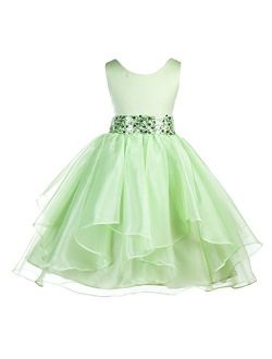 Ekidsbridal Asymmetric Ruffled Organza Sequin Flower Girl Dress Toddler Girl Dresses 012S