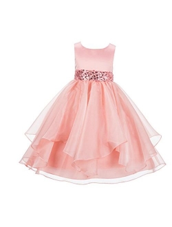 Ekidsbridal Asymmetric Ruffled Organza Sequin Flower Girl Dress Toddler Girl Dresses 012S