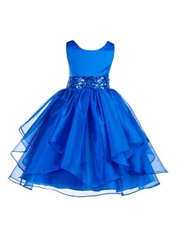 Ekidsbridal Asymmetric Ruffled Organza Sequin Flower Girl Dress Toddler Girl Dresses 012S