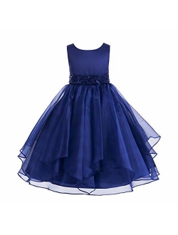 Ekidsbridal Asymmetric Ruffled Organza Sequin Flower Girl Dress Toddler Girl Dresses 012S