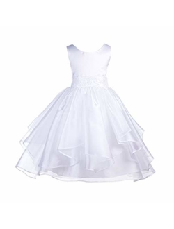 Ekidsbridal Asymmetric Ruffled Organza Sequin Flower Girl Dress Toddler Girl Dresses 012S