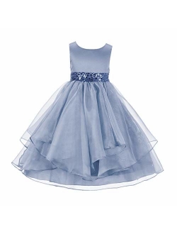 Ekidsbridal Asymmetric Ruffled Organza Sequin Flower Girl Dress Toddler Girl Dresses 012S