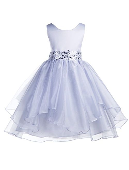 Ekidsbridal Asymmetric Ruffled Organza Sequin Flower Girl Dress Toddler Girl Dresses 012S