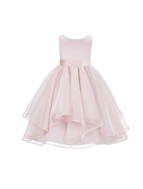 Ekidsbridal Asymmetric Ruffled Organza Sequin Flower Girl Dress Toddler Girl Dresses 012S