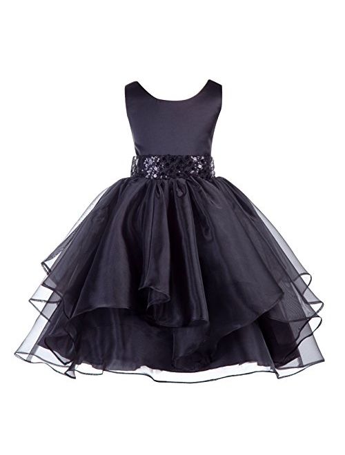 Ekidsbridal Asymmetric Ruffled Organza Sequin Flower Girl Dress Toddler Girl Dresses 012S