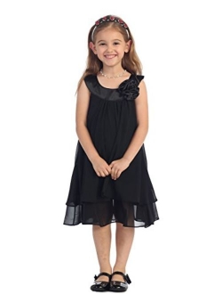 Satin Bib Neckline & Chiffon A-line Big Girls Flower Girl Dress