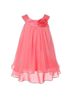 Satin Bib Neckline & Chiffon A-line Big Girls Flower Girl Dress