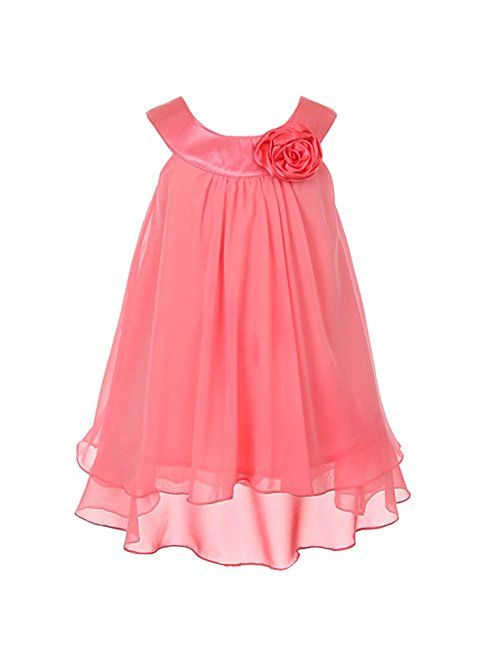 Satin Bib Neckline & Chiffon A-line Big Girls Flower Girl Dress