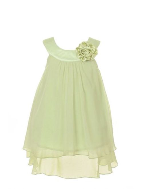 Satin Bib Neckline & Chiffon A-line Big Girls Flower Girl Dress