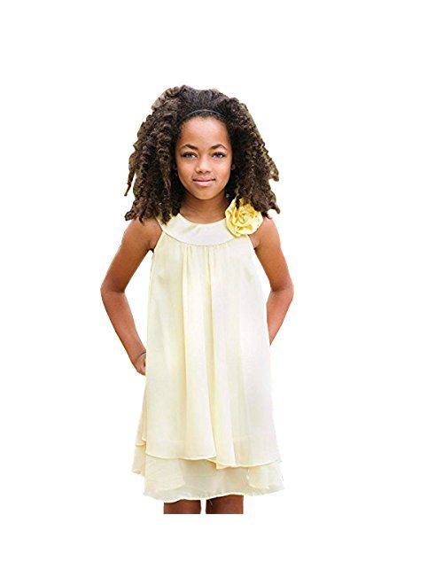 Satin Bib Neckline & Chiffon A-line Big Girls Flower Girl Dress