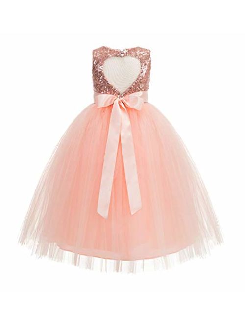 ekidsbridal Heart Cutout Sequin Formal Flower Girl Dress Toddler Girl Dresses 172seq