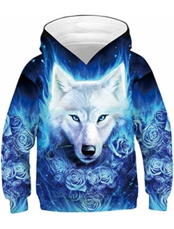 Chaos World Boys' Hoodie Realistic 3D Print Graphic Hooded Sweatshirts Galaxy Animal Pattern