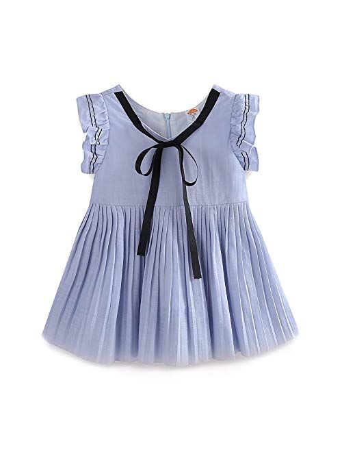 Mud Kingdom Preppy Girls Dresses Linen