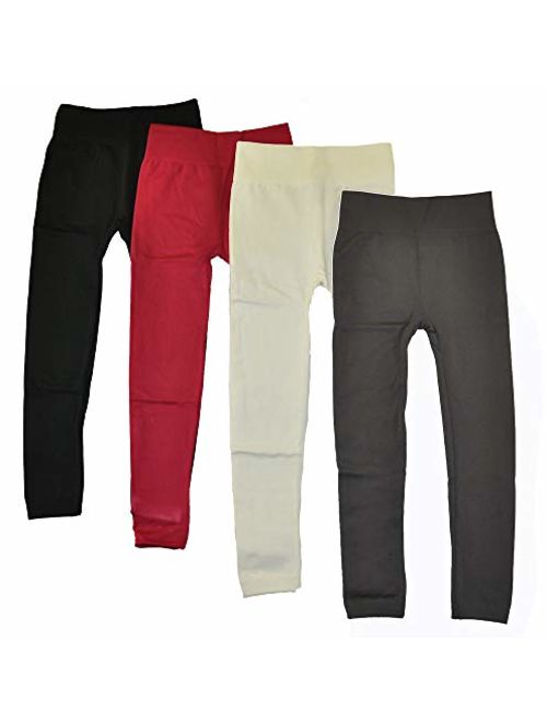 Sensational Big Girls Four-Pack Fleece Lined Leggings