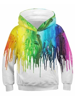 ENLACHIC Kids Wolf Hoodie Boys Teens Girls 3D Animal Galaxy Print Sweatshirt Pullover