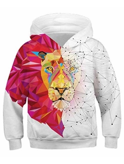 ENLACHIC Kids Wolf Hoodie Boys Teens Girls 3D Animal Galaxy Print Sweatshirt Pullover