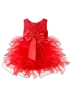 iEFiEL Baby Princess Bowknot Communion Baptism Easter Wedding Pageant Party Flower Girl Dress