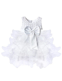 iEFiEL Baby Princess Bowknot Communion Baptism Easter Wedding Pageant Party Flower Girl Dress