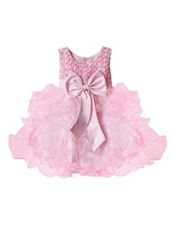 iEFiEL Baby Princess Bowknot Communion Baptism Easter Wedding Pageant Party Flower Girl Dress