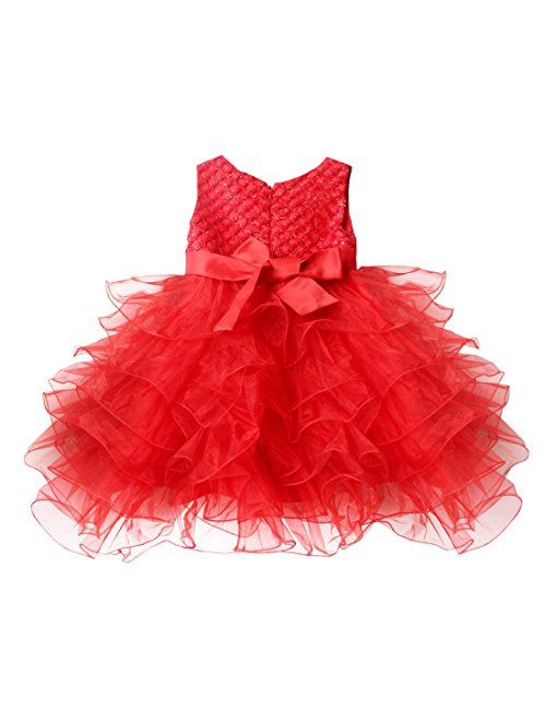 iEFiEL Baby Princess Bowknot Communion Baptism Easter Wedding Pageant Party Flower Girl Dress