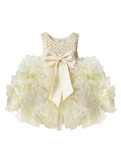 iEFiEL Baby Princess Bowknot Communion Baptism Easter Wedding Pageant Party Flower Girl Dress