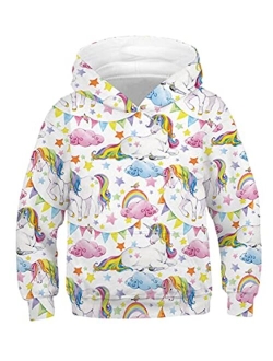 Ainuno Girls Hoodies,Unicorn Hoodie for Girls Kids Pullover Sweatshirts Cute Clothes