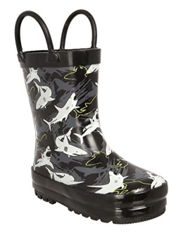 Capelli New York Toddler Boys Shiny Camo Printed Rubber Rain Boot with Handles