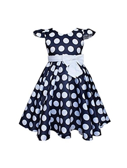 DreamHigh Toddlers Polka Dot Skirt Cap Sleeves Flowers Girl Vintage Bow Dress